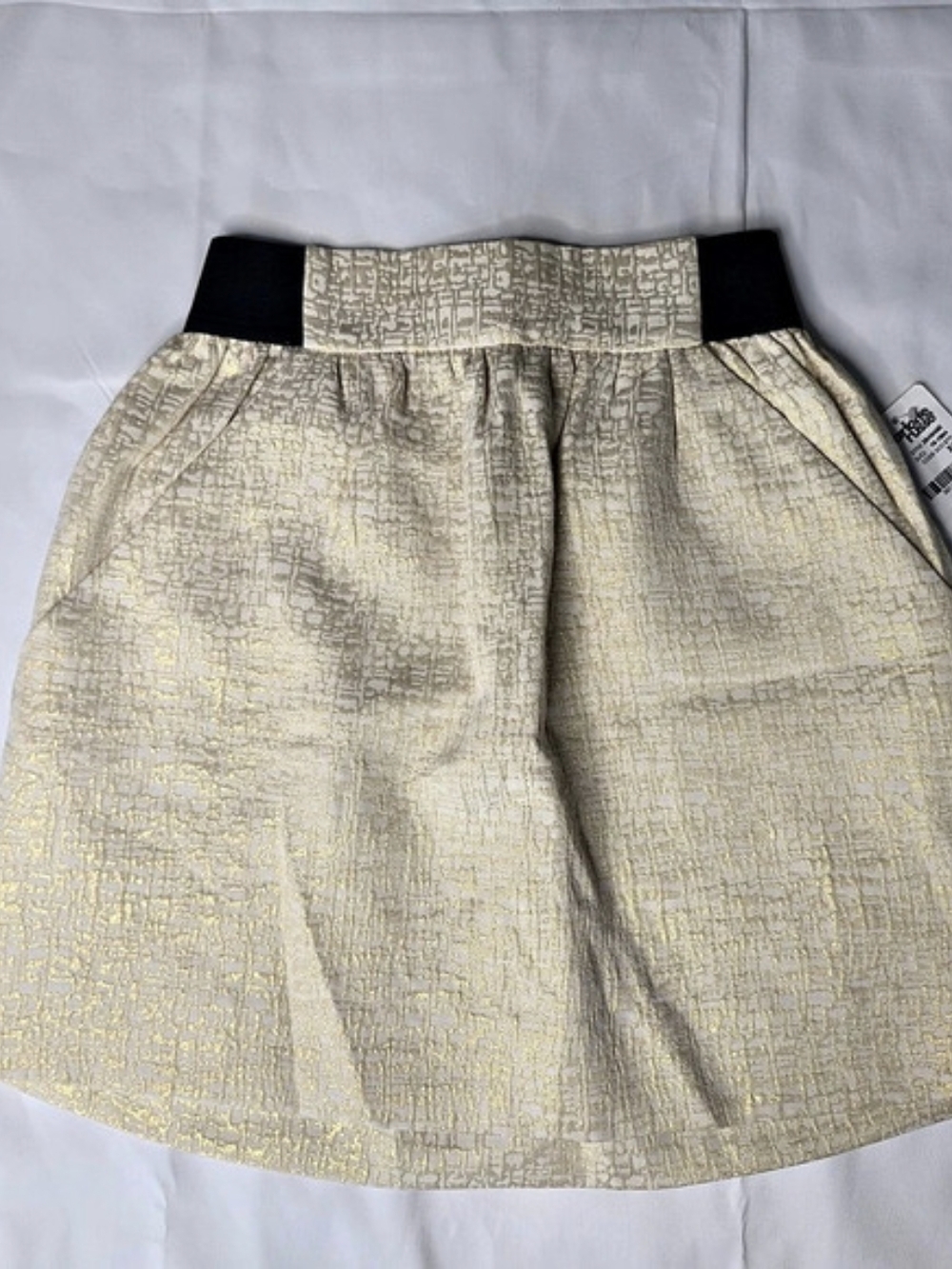 Charlotte Russe Code Society Geometric Mini Skirt in Gold & Cream Size XS NWT
